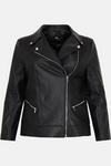 Wallis Curve Black Faux Leather Biker Jacket thumbnail 5