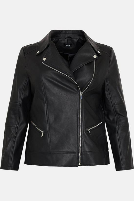Wallis Curve Black Faux Leather Biker Jacket 5