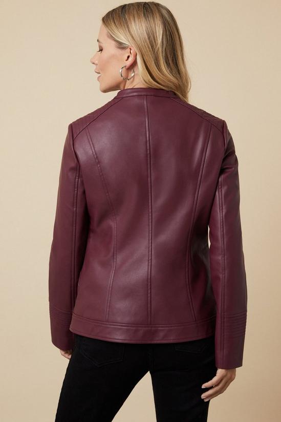Wallis Petite Faux Leather Collarless Zip Jacket 3