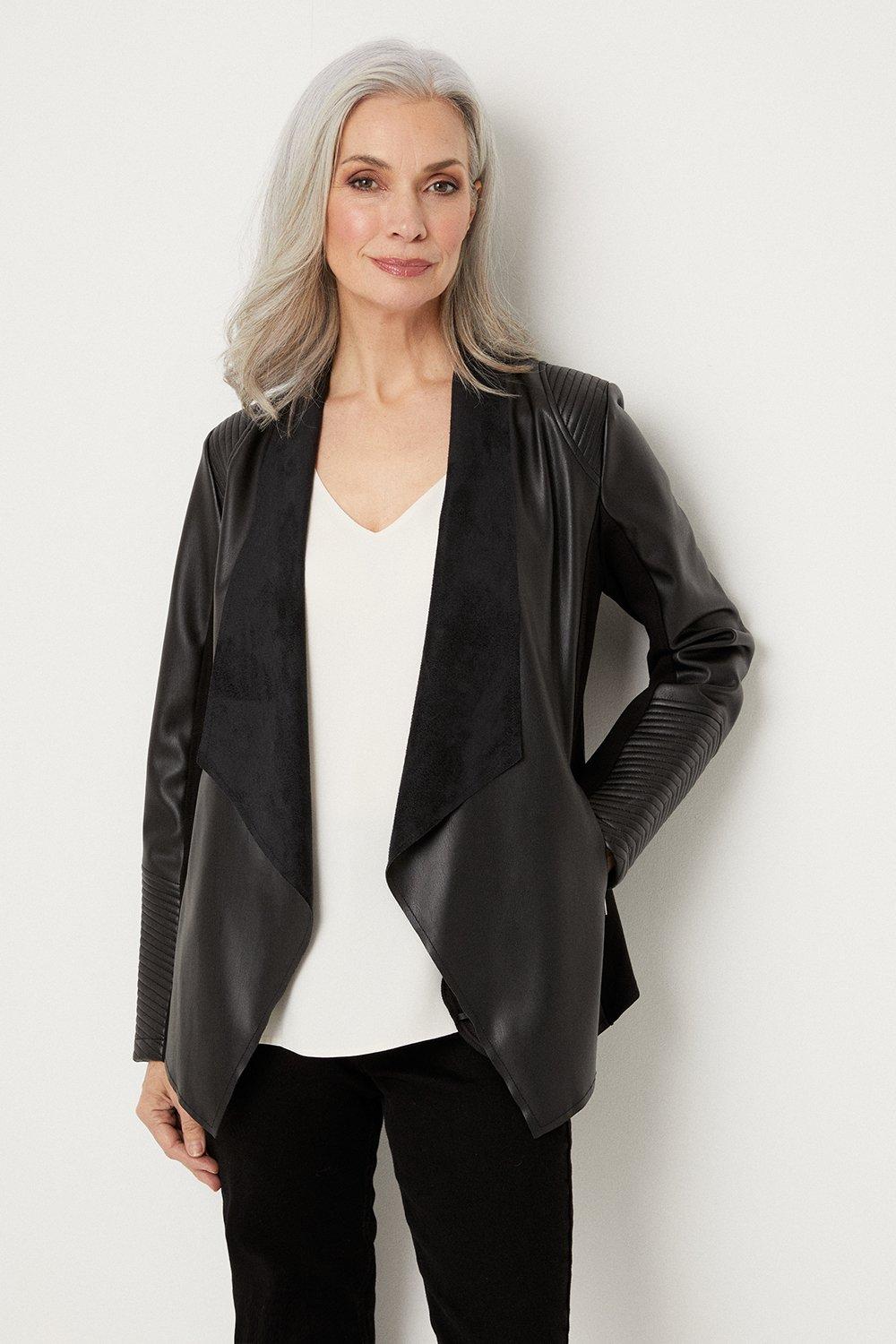 Leather waterfall shop jacket uk