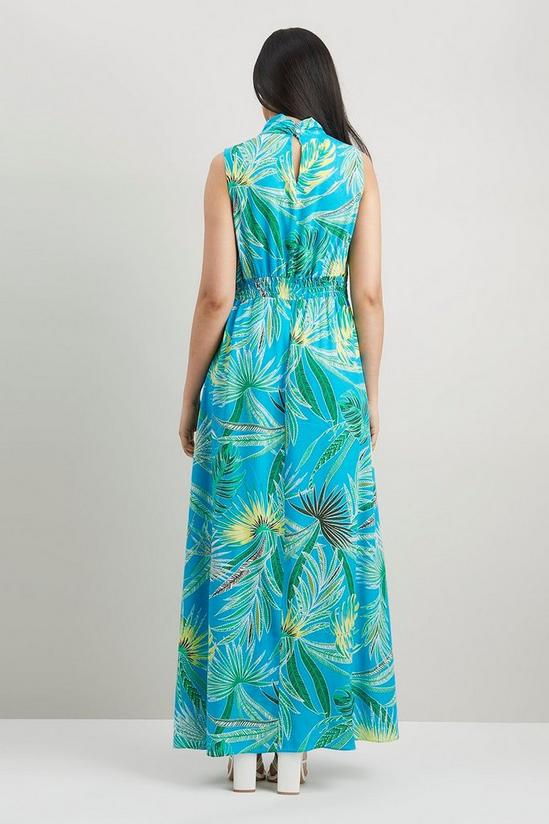 Wallis Petite Blue Palm Halter Neck Dress 3