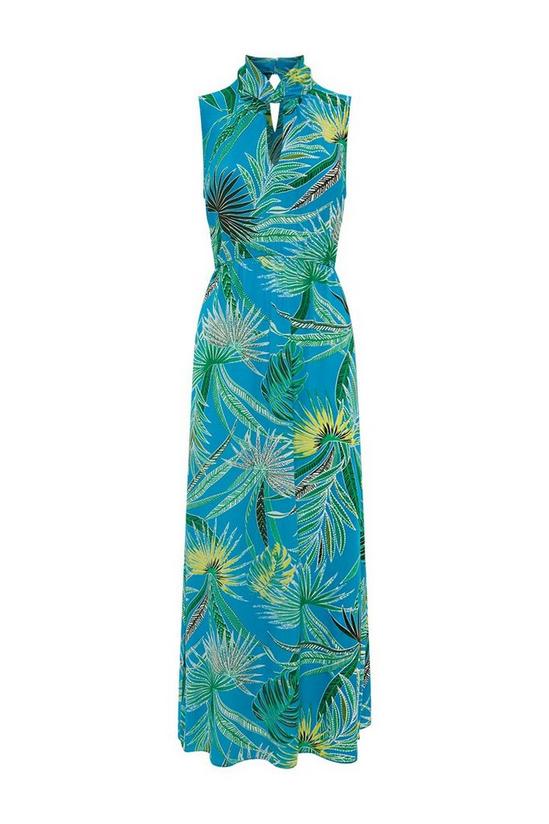 Wallis Petite Blue Palm Halter Neck Dress 5