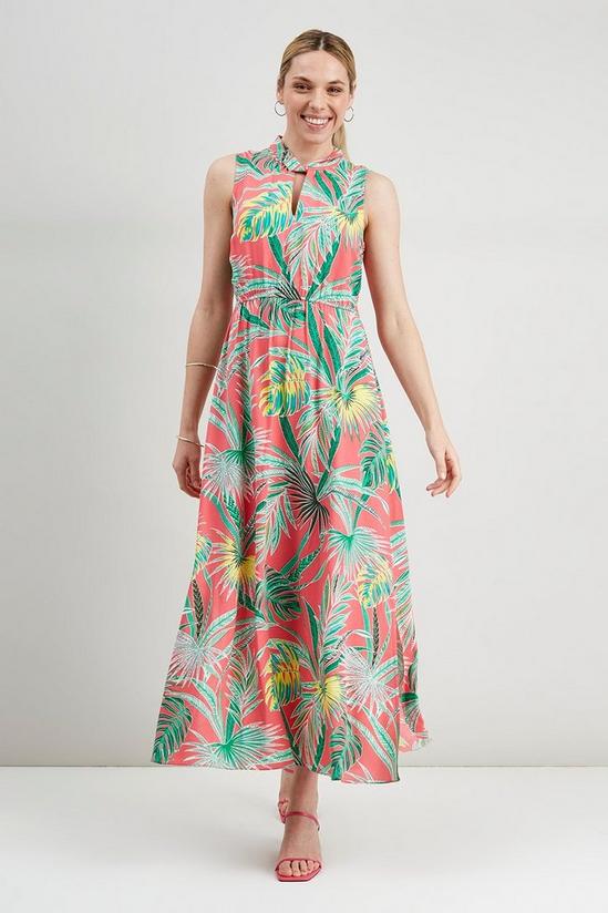 Wallis Coral Palm Halter Neck Dress 1