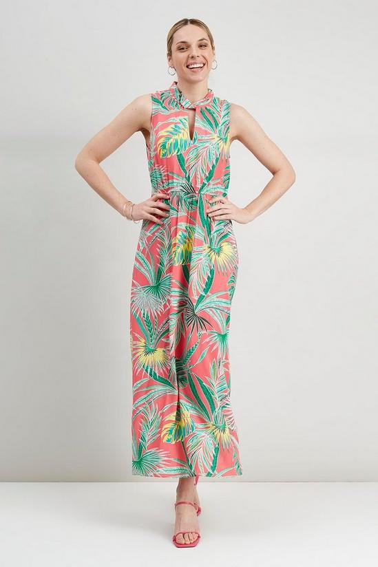Wallis Coral Palm Halter Neck Dress 2