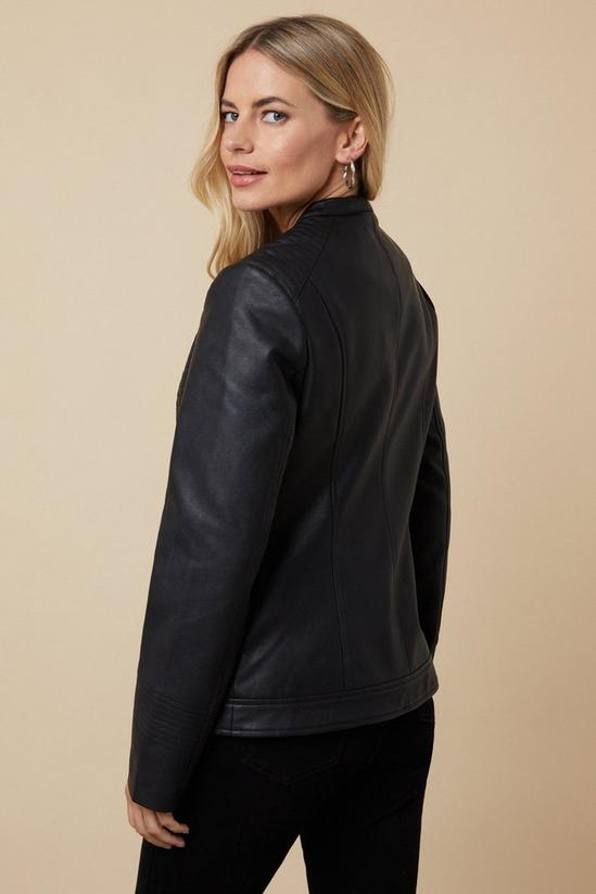 Wallis Petite Black Faux Leather Collarless Zip Jacket 3