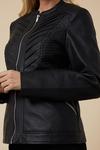 Wallis Petite Black Faux Leather Collarless Zip Jacket thumbnail 4