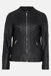 Wallis Petite Black Faux Leather Collarless Zip Jacket thumbnail 5