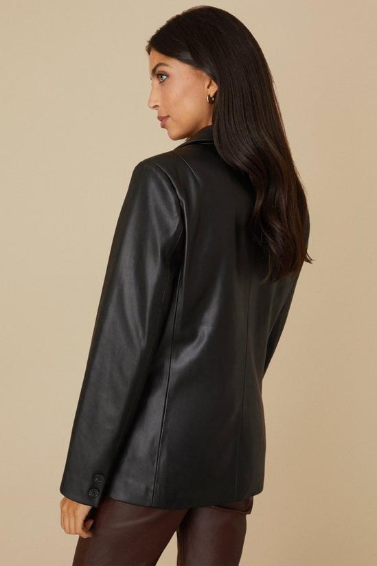 Wallis Black Faux Leather Blazer Jacket 3