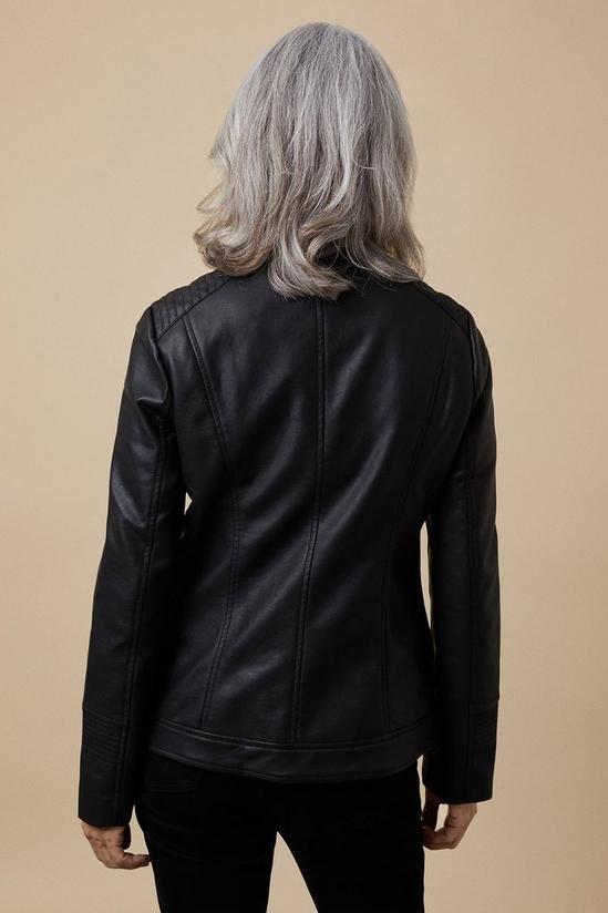Wallis Black Faux Leather Collarless Zip Jacket 3