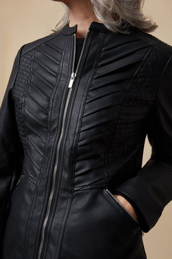 Wallis Black Faux Leather Collarless Zip Jacket 4