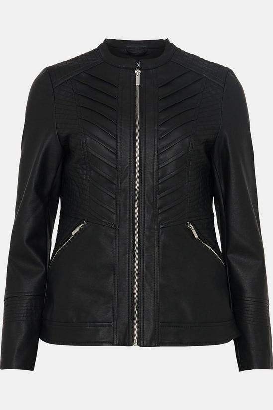 Wallis Black Faux Leather Collarless Zip Jacket 5