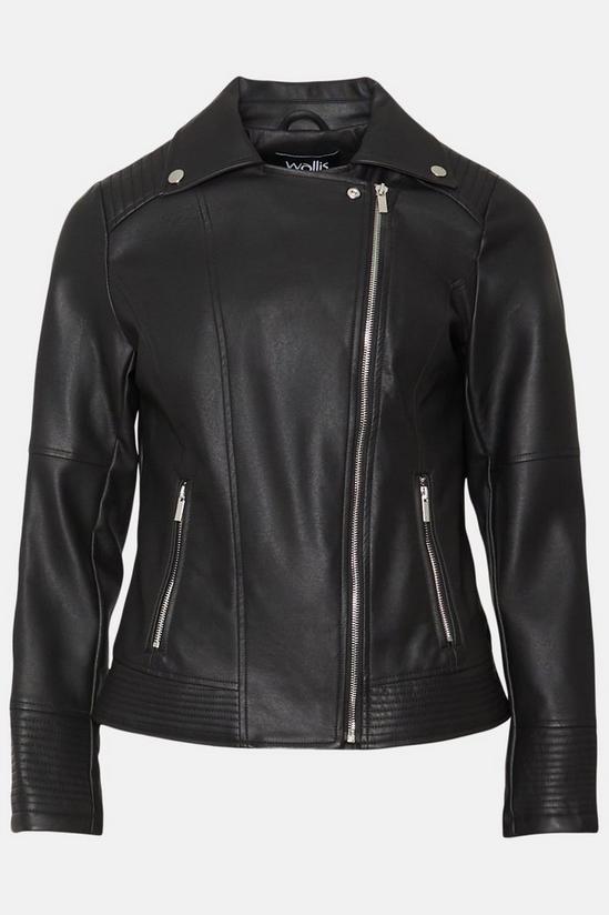 Wallis Black Faux Leather Zip Front Biker Jacket 5