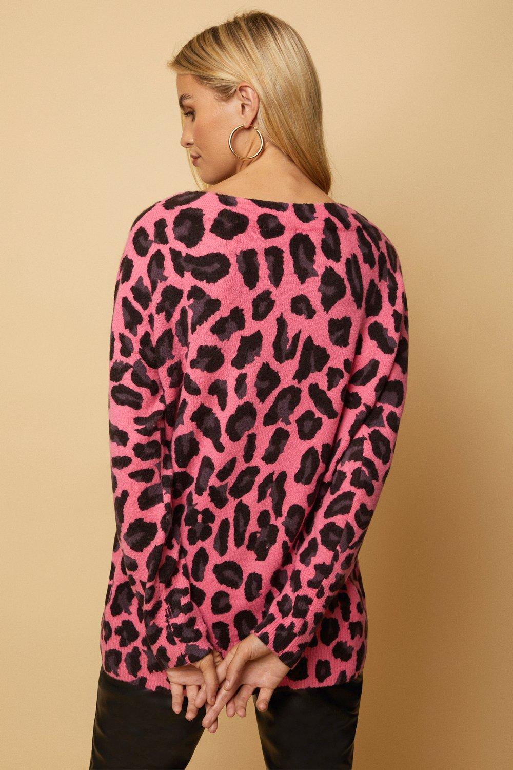 Pink animal sale print sweater