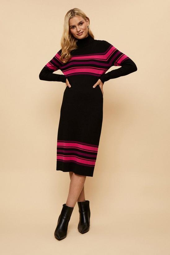 Wallis Purple Block Stripe Polo Knitted Dress 1