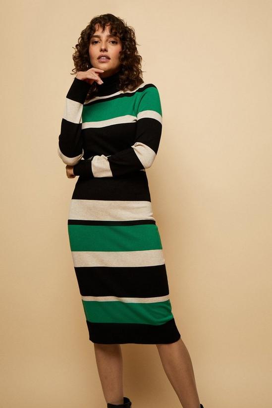 Wallis Multi Stripe Polo Neck Knitted Dress 2