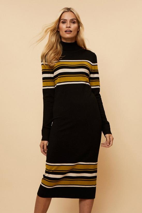 Wallis Tall Ochre Block Stripe Polo Knitted  Dress 2
