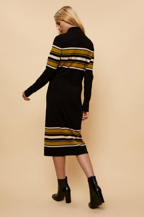 Wallis Tall Ochre Block Stripe Polo Knitted  Dress 3