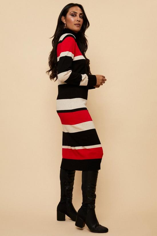 Wallis Petite Red Stripe Polo Neck Knitted Dress 2