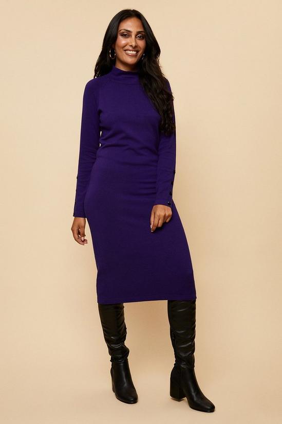 Wallis Petite Purple Knitted Funnel Neck Dress 1