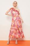 Wallis Petite Pink Abstract One Shoulder Maxi Dress thumbnail 1