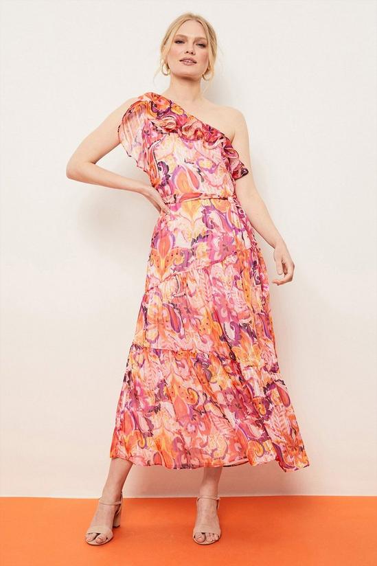 Wallis Petite Pink Abstract One Shoulder Maxi Dress 1