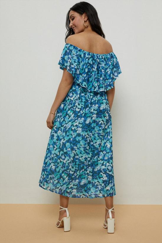 Wallis Petite Blue Abstract Off Shoulder Dress 3