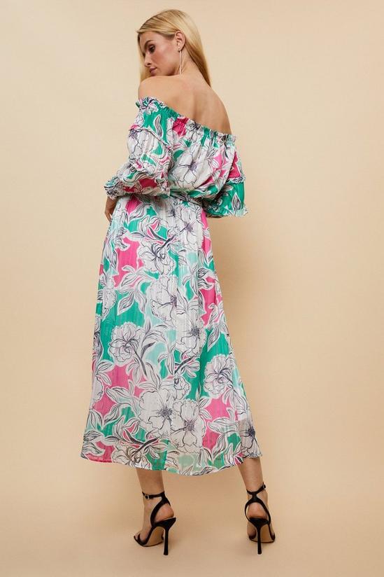 Wallis Green And Pink Floral Off Shoulder Dress 3
