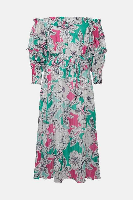 Wallis Green And Pink Floral Off Shoulder Dress 5