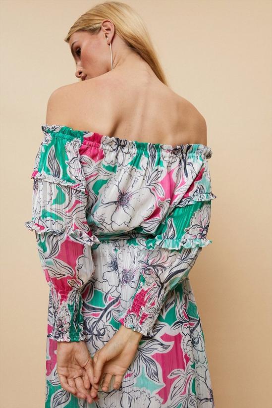 Wallis Green And Pink Floral Off Shoulder Dress 6