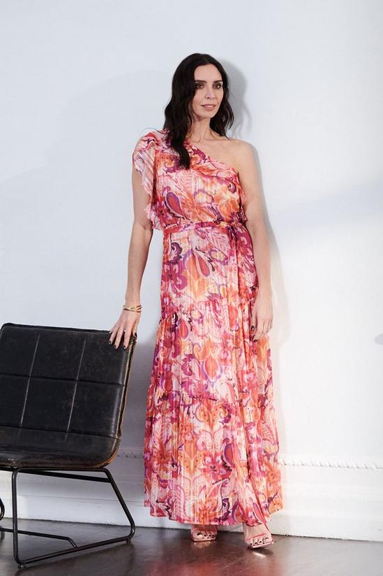 Wallis Pink Abstract One Shoulder Maxi Dress 1