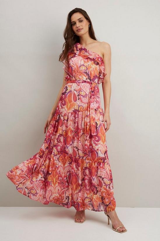 Wallis Pink Abstract One Shoulder Maxi Dress 2