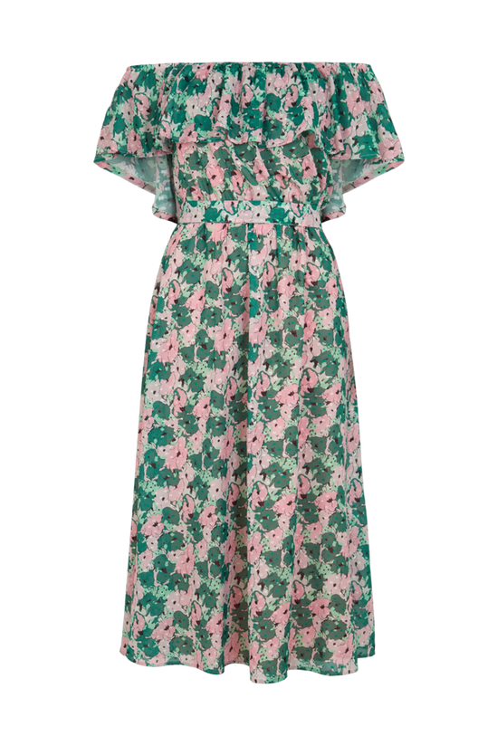 Wallis Green And Pink Off-shoulder Dress 5