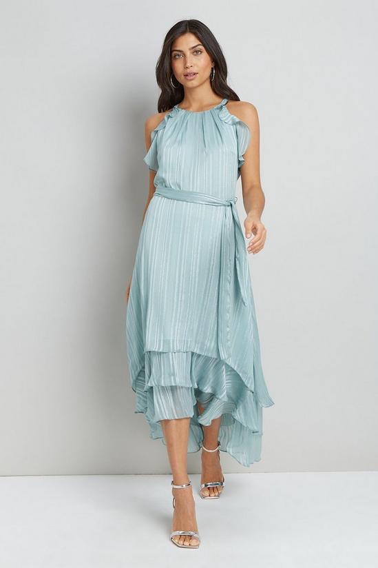 Wallis Mint Satin Sparkle Stripe Layered Dress 1