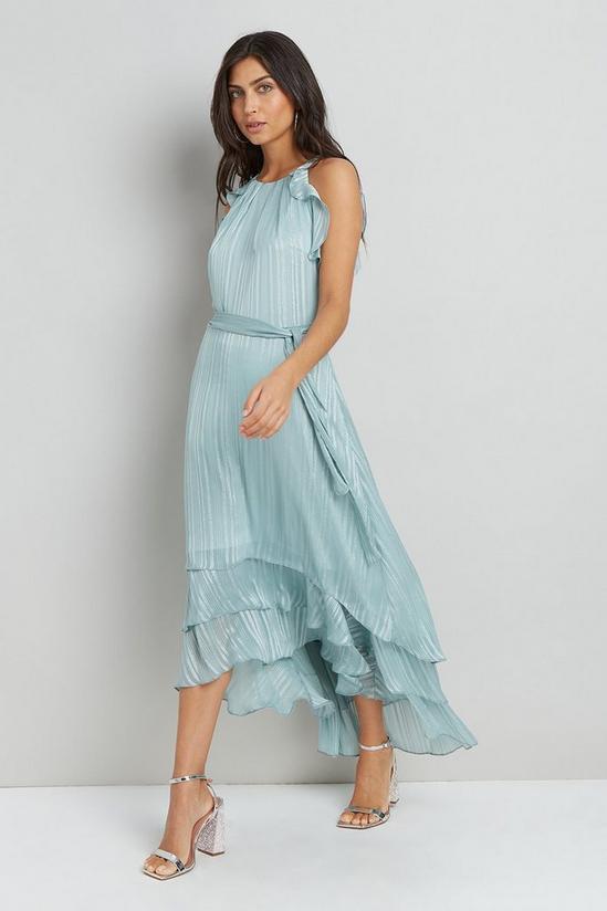 Wallis Mint Satin Sparkle Stripe Layered Dress 2