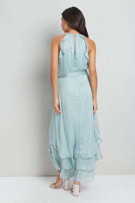 Wallis Mint Satin Sparkle Stripe Layered Dress 3