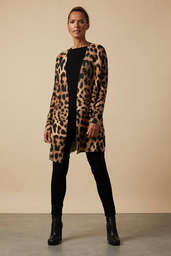 Wallis Neutral Leopard Animal Longline Cardigan 2