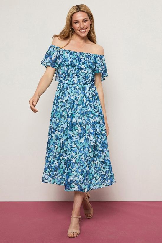 Wallis Blue Abstract Off-shoulder Dress 1