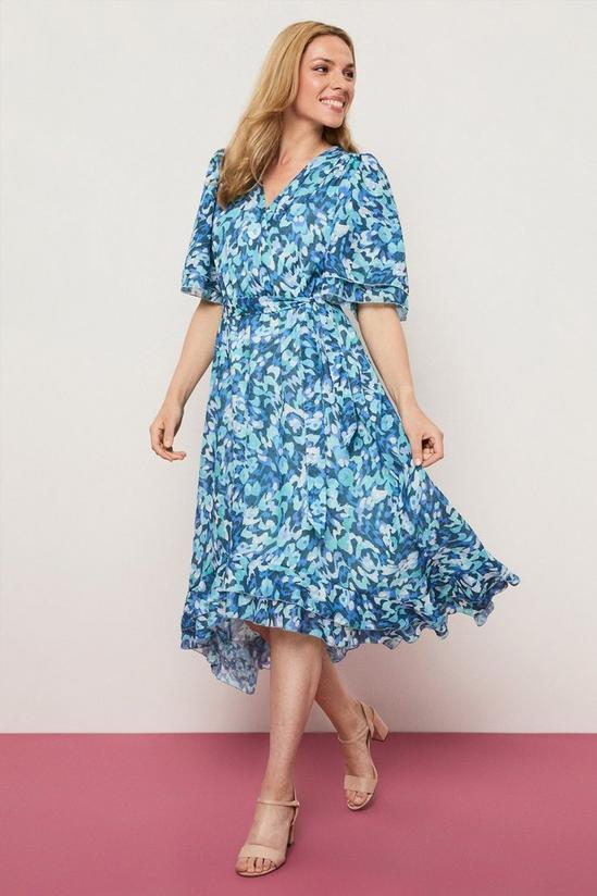 Wallis Blue Abstract Wrap Midi Dress 1