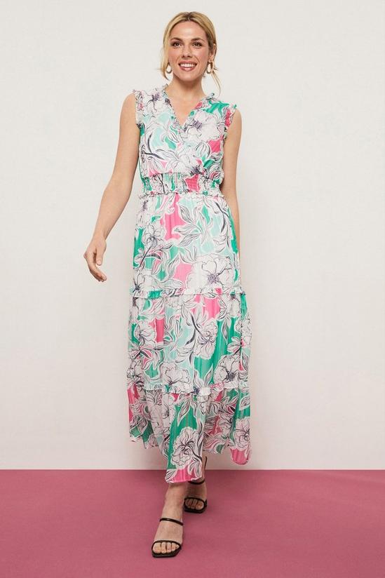 Wallis Green And Pink Floral Maxi Dress 1