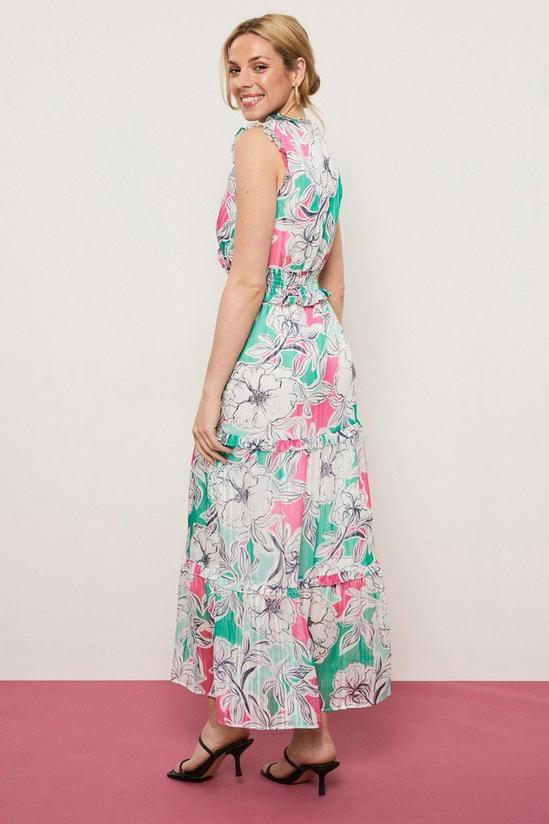Wallis Green And Pink Floral Maxi Dress 2