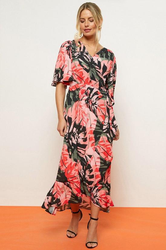 Wallis Khaki Palm Wrap Dress 1
