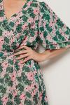 Wallis Green And Pink Poppy Wrap Midi Dress thumbnail 4
