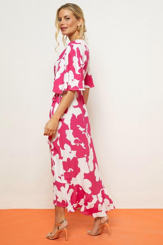 Wallis Pink Flower Wrap Dress 3