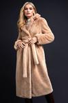 Wallis Camel Faux Fur Wrap Belted Midi Coat thumbnail 2