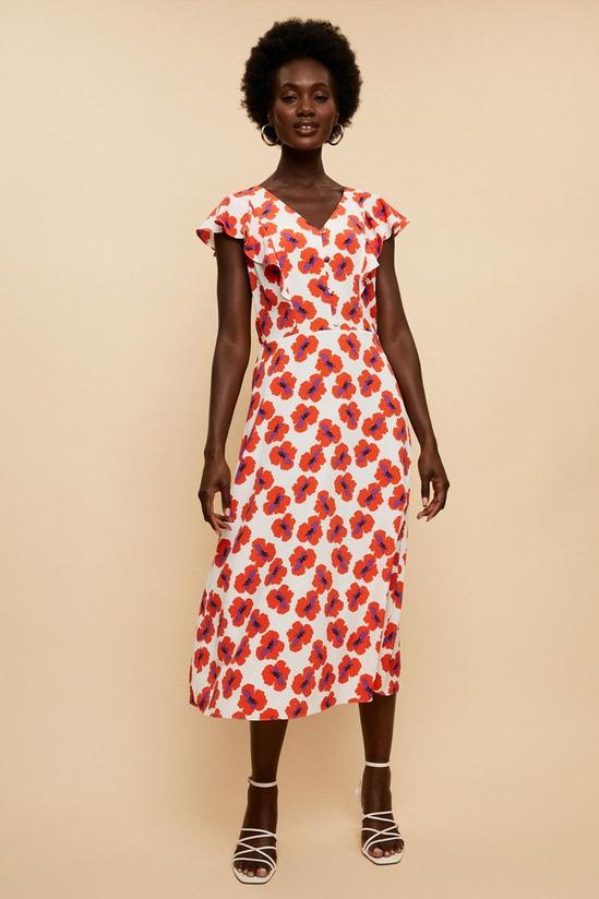 Wallis Tall Red Floral Button Through Printed Dress 1