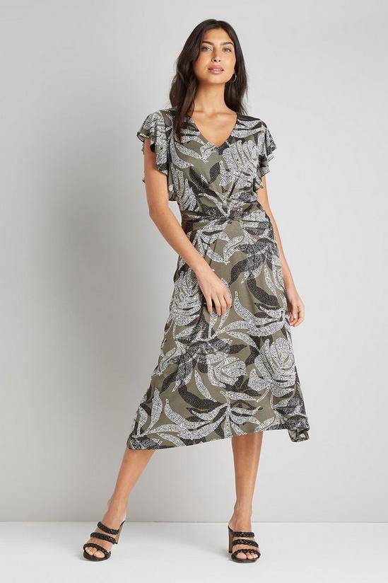 Wallis Tall Khaki Palm Twist Front Jersey Dress 1