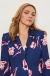 Wallis Navy Floral Print Satin Suit Blazer Jacket thumbnail 1