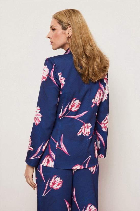 Wallis Navy Floral Print Satin Suit Blazer Jacket 3