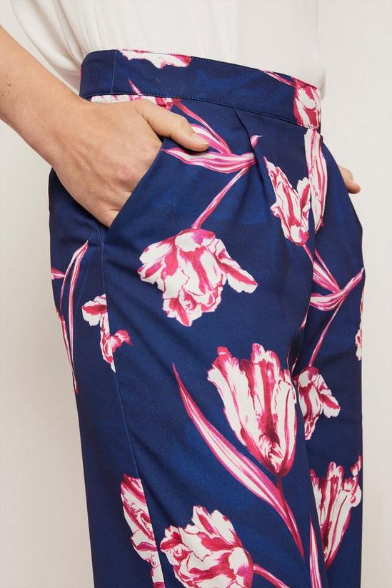 Wallis Navy Floral Print Satin Wide Leg Suit Trousers 6