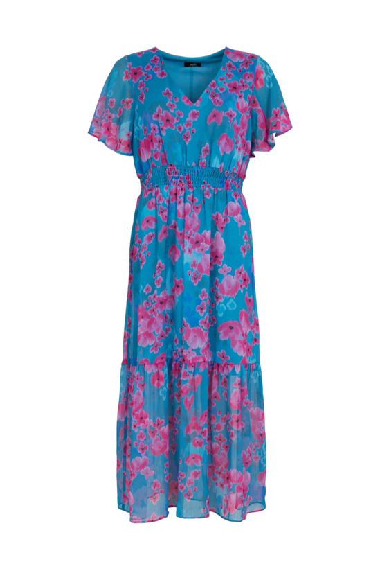 Wallis Poppy Print Shirred Waist Fluted Sleeve Dress 5